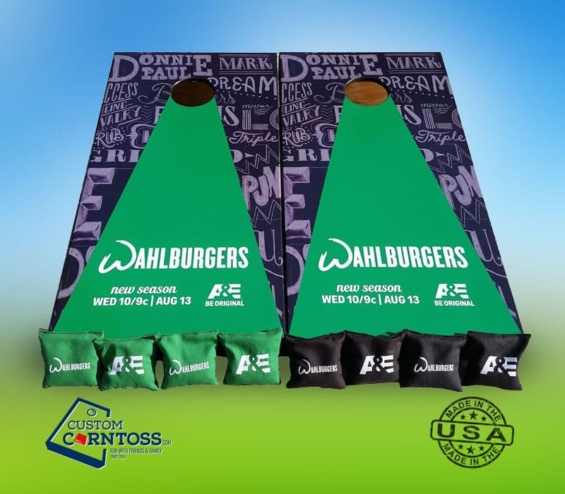 Wahlburgers A&E Wrap Cornhole Boards and Bags