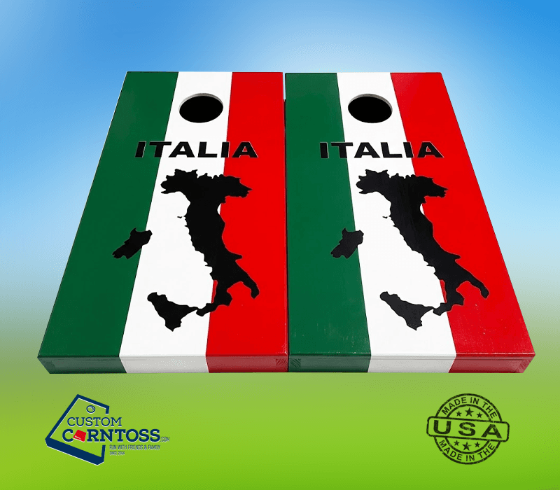 Italy Flag & Country Map Cornhole Board Set