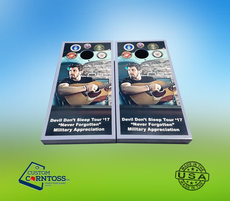 Devil Don't Sleep Tour Military Appreciation Wrap Cornhole Boards