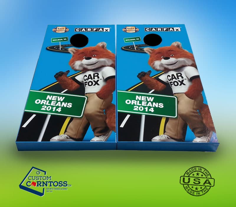 Carfax Car Fox New Orleans Wrap Cornhole Boards