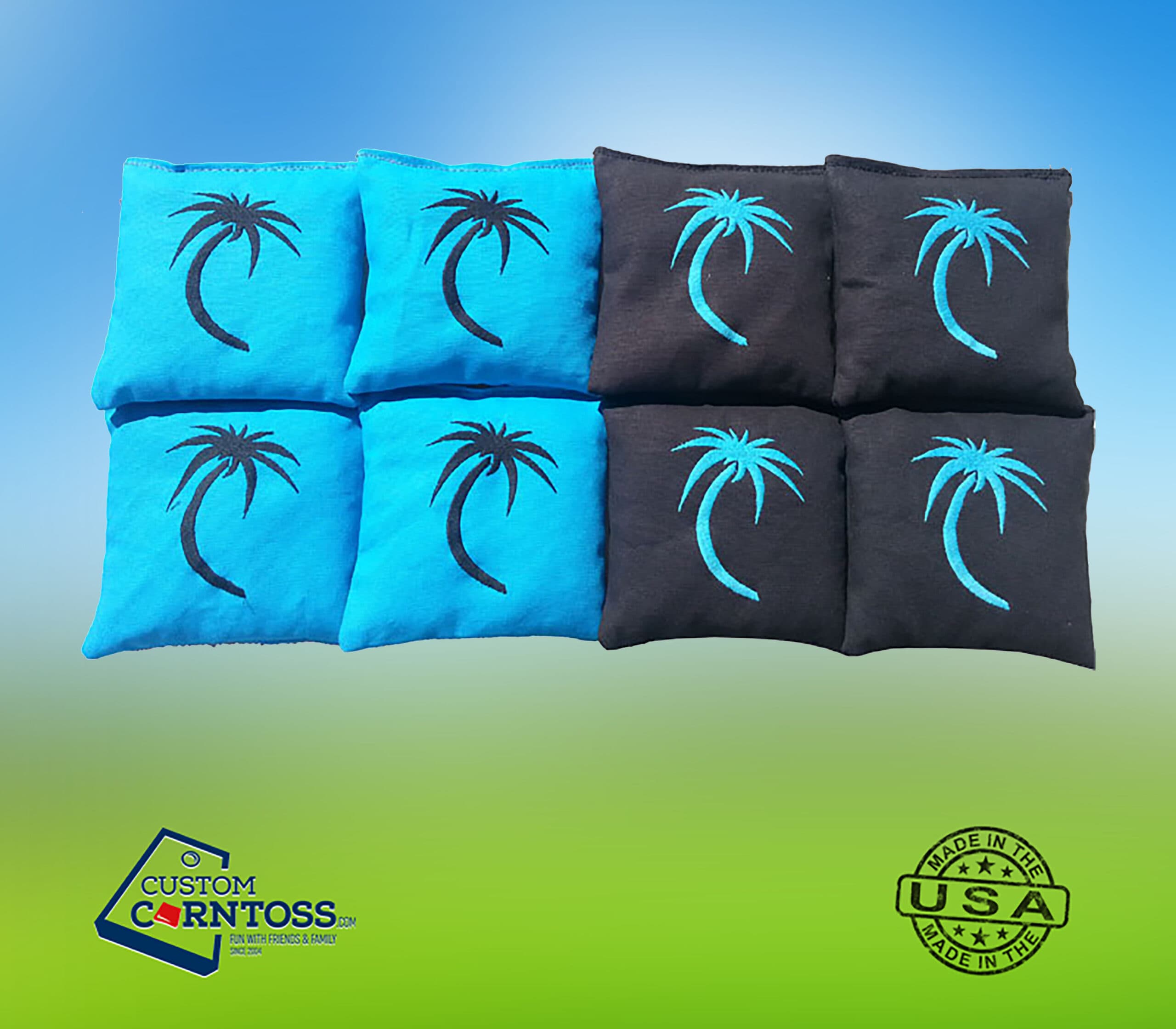 Palm Tree Embroidered Cornhole Bags (Set of 8)